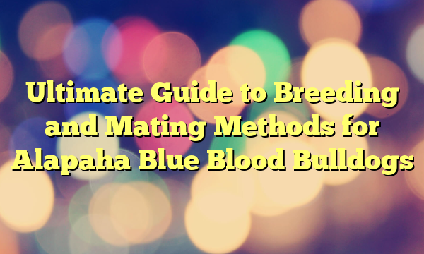 Final Information to Breeding and Mating Strategies for Alapaha Blue Blood Bulldogs